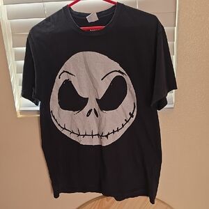 Black T-Shirt with White Skull Design